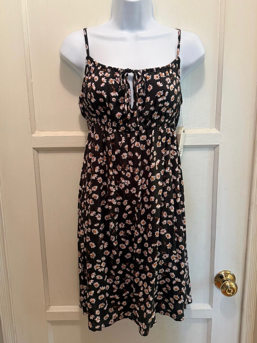 NEW Billabong Brown Floral Print Minidress M 90s Prairie Coquette Ditsy Floral